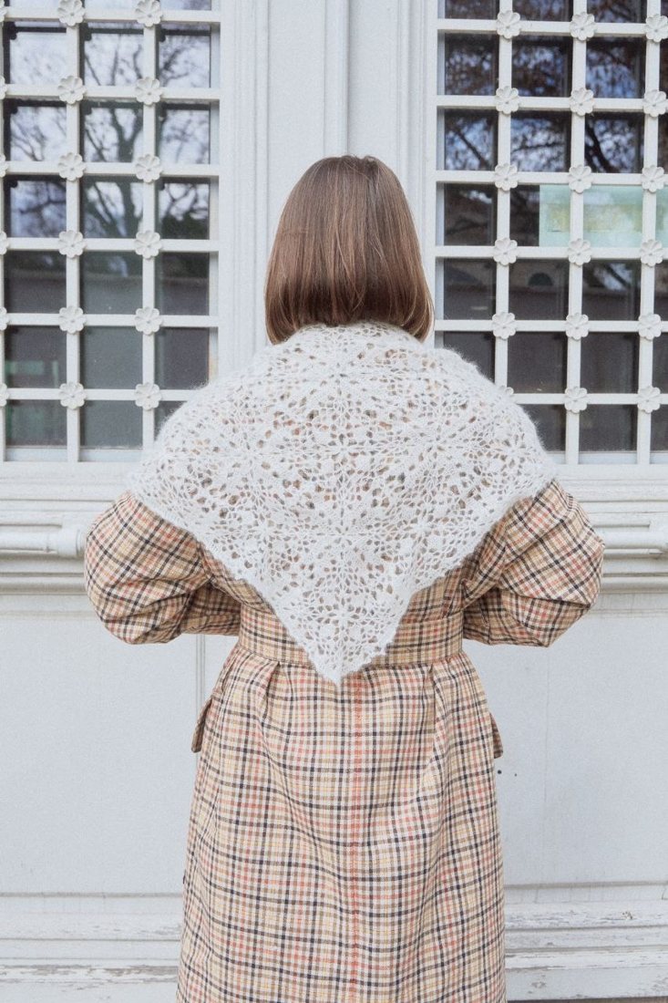 White lace crochet shawl